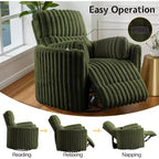 Fauteuil inclinable électrique de crèche AMERLIFE, planeur à bascule pivotant électrique avec USB et Type-C, fauteuil avec 2 oreillers, canapé inclinable pour la maison