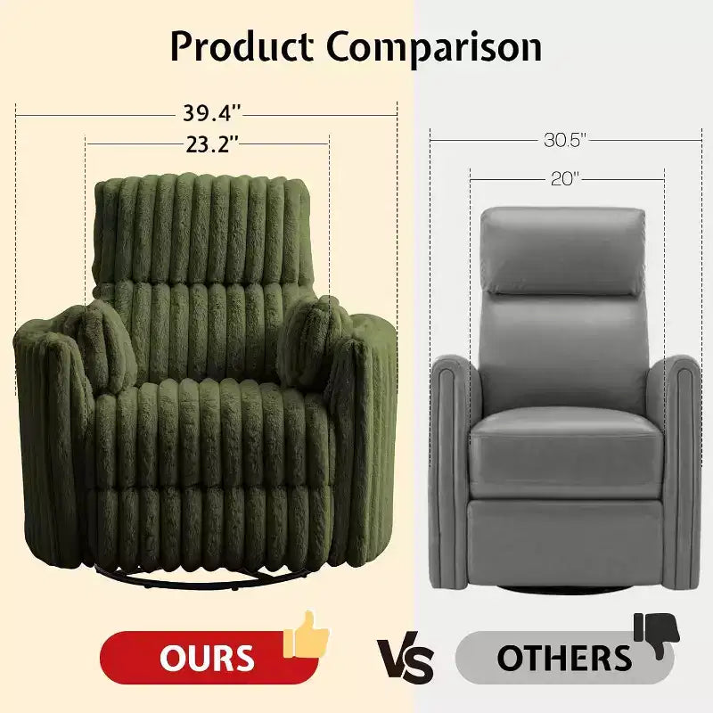 Fauteuil inclinable électrique de crèche AMERLIFE, planeur à bascule pivotant électrique avec USB et Type-C, fauteuil avec 2 oreillers, canapé inclinable pour la maison