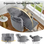 Fauteuil inclinable électrique de crèche AMERLIFE, planeur à bascule pivotant électrique avec USB et Type-C, fauteuil avec 2 oreillers, canapé inclinable pour la maison