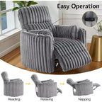 Fauteuil inclinable électrique de crèche AMERLIFE, planeur à bascule pivotant électrique avec USB et Type-C, fauteuil avec 2 oreillers, canapé inclinable pour la maison