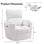 Fauteuil inclinable électrique de crèche AMERLIFE, planeur à bascule pivotant électrique avec USB et Type-C, fauteuil avec 2 oreillers, canapé inclinable pour la maison