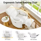 Fauteuil inclinable électrique de crèche AMERLIFE, planeur à bascule pivotant électrique avec USB et Type-C, fauteuil avec 2 oreillers, canapé inclinable pour la maison