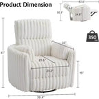 Fauteuil inclinable électrique de crèche AMERLIFE, planeur à bascule pivotant électrique avec USB et Type-C, fauteuil avec 2 oreillers, canapé inclinable pour la maison