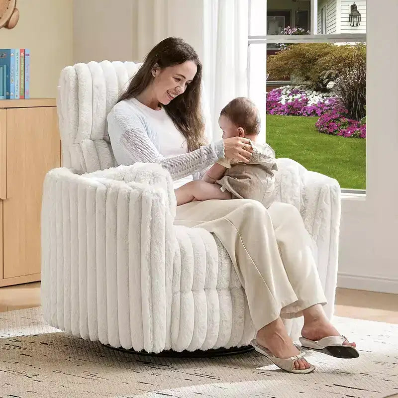 Fauteuil inclinable électrique de crèche AMERLIFE, planeur à bascule pivotant électrique avec USB et Type-C, fauteuil avec 2 oreillers, canapé inclinable pour la maison