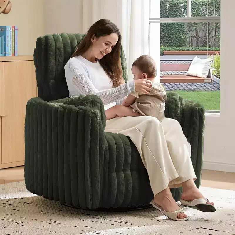 Fauteuil inclinable électrique de crèche AMERLIFE, planeur à bascule pivotant électrique avec USB et Type-C, fauteuil avec 2 oreillers, canapé inclinable pour la maison