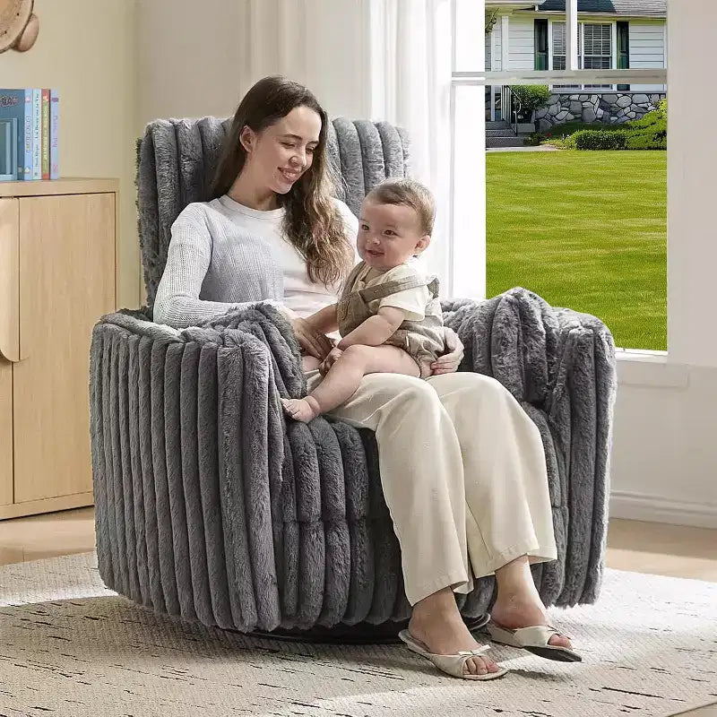 Fauteuil inclinable électrique de crèche AMERLIFE, planeur à bascule pivotant électrique avec USB et Type-C, fauteuil avec 2 oreillers, canapé inclinable pour la maison