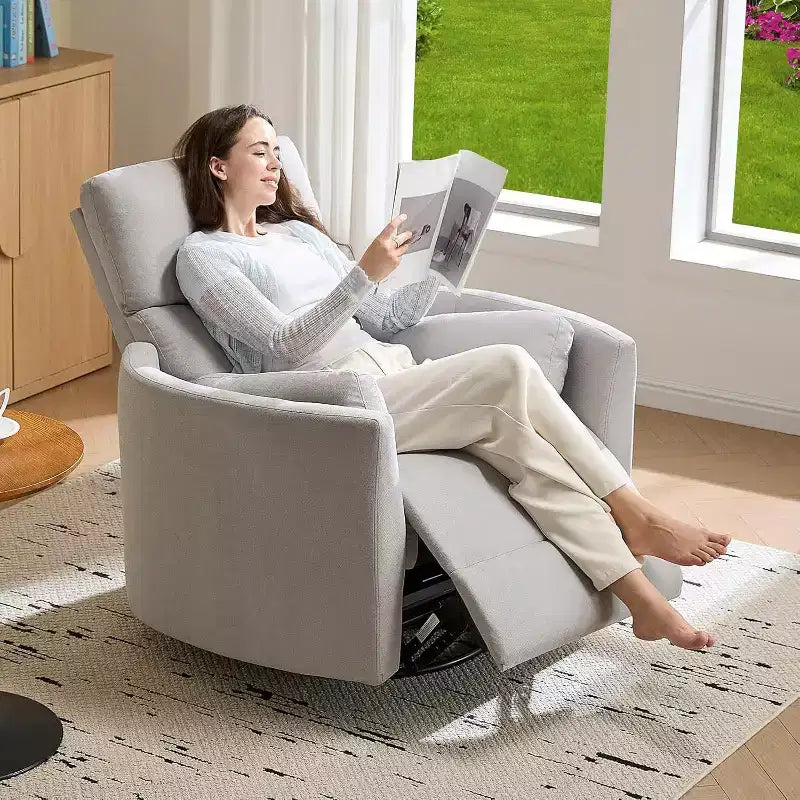 Fauteuil inclinable électrique de crèche AMERLIFE, planeur à bascule pivotant électrique avec USB et Type-C, fauteuil avec 2 oreillers, canapé inclinable pour la maison