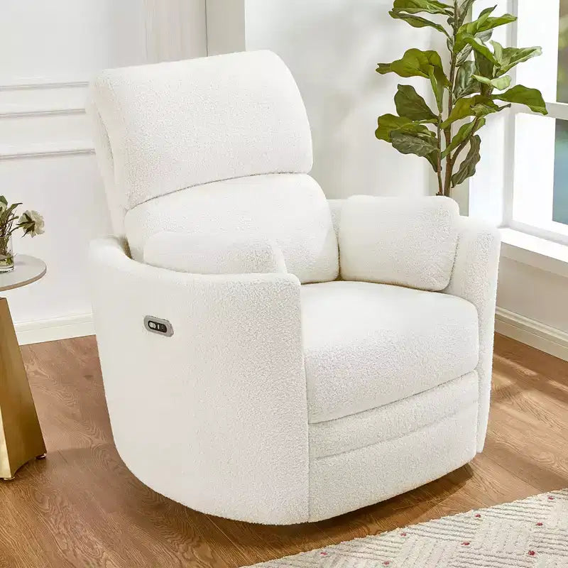 Fauteuil inclinable électrique de crèche AMERLIFE, planeur à bascule pivotant électrique avec USB et Type-C, fauteuil avec 2 oreillers, canapé inclinable pour la maison