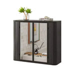 Meuble-lavabo mural noir Chic Crate à 2 portes miroir et étagère ouverte | Cadre en métal style ferme | Au-dessus de l'évier