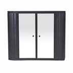 Meuble-lavabo mural noir Chic Crate à 2 portes miroir et étagère ouverte | Cadre en métal style ferme | Au-dessus de l'évier