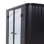 Meuble-lavabo mural noir Chic Crate à 2 portes miroir et étagère ouverte | Cadre en métal style ferme | Au-dessus de l'évier