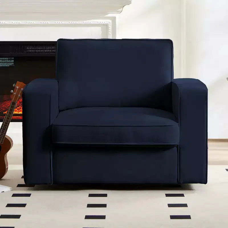 Mjkone Fauteuil pivotant moderne 360°, Fauteuil carré rembourré, Canapé simple confortable en chenille