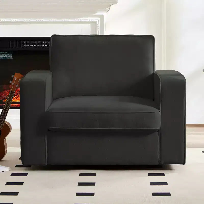 Mjkone Fauteuil pivotant moderne 360°, Fauteuil carré rembourré, Canapé simple confortable en chenille