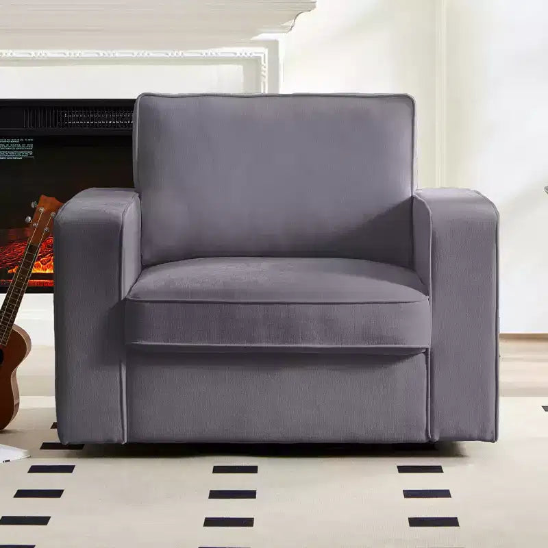 Mjkone Fauteuil pivotant moderne 360°, Fauteuil carré rembourré, Canapé simple confortable en chenille