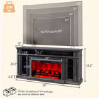 Meuble TV de cheminée rustique AMERLIFE avec cheminée électrique de 33 po, pour téléviseurs jusqu'à 80 po