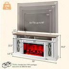 Meuble TV de cheminée rustique AMERLIFE avec cheminée électrique de 33 po, pour téléviseurs jusqu'à 80 po