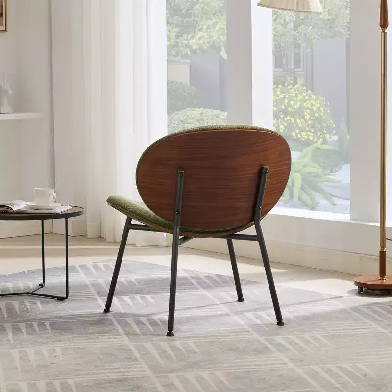 Fauteuils d'appoint modernes Okak du milieu du siècle pour chambre à coucher, chaise coquille, chaise d'appoint simple à trépied, chaise longue en tissu avec dossier finition noyer