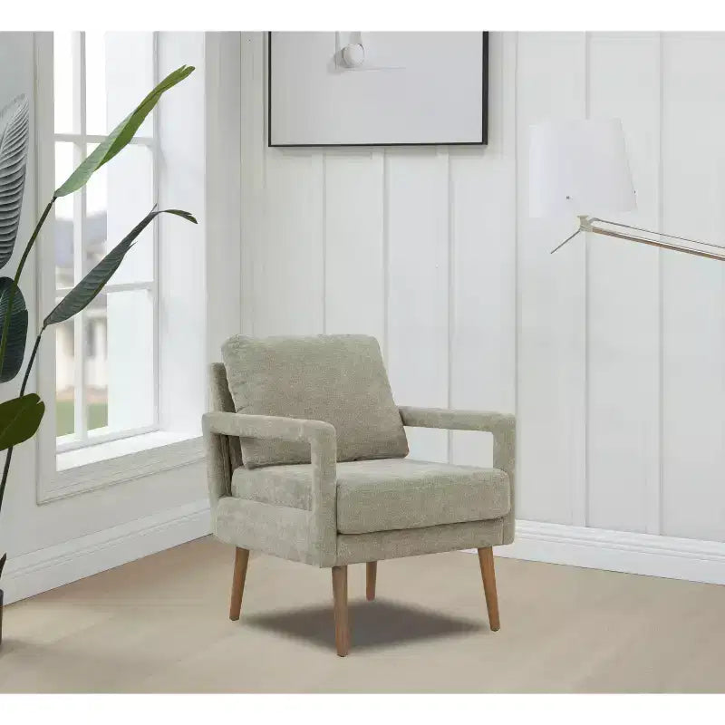 Lot de 2 chaises d'appoint Okak modernes du milieu du siècle, avec pieds en bois, coussin moelleux pour salon et chambre à coucher