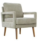 Lot de 2 chaises d'appoint Okak modernes du milieu du siècle, avec pieds en bois, coussin moelleux pour salon et chambre à coucher