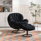 Fauteuils d'appoint modernes Okak pour chambre à coucher avec pouf, fauteuil de loisirs avec siège rembourré