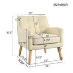Fauteuils d'appoint modernes Okak du milieu du siècle pour chambre à coucher, fauteuil d'appoint en tissu capitonné avec pieds en bois massif pour salon
