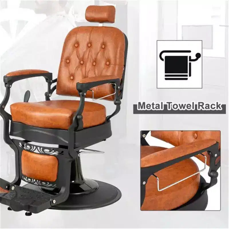 Fauteuil de barbier Karl Home de style vintage avec dossier carré et inclinaison hydraulique robuste