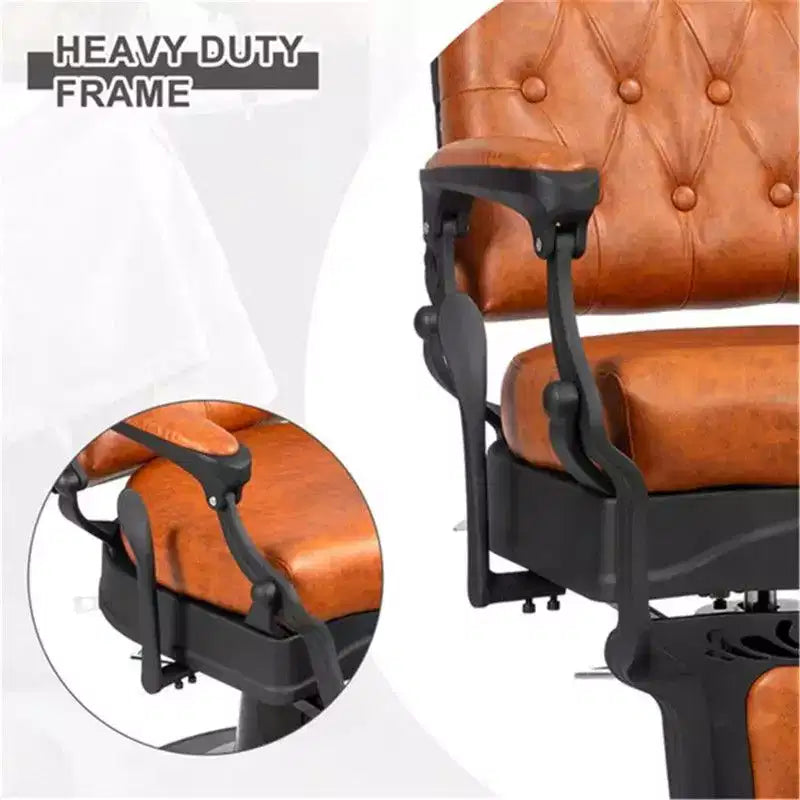Fauteuil de barbier Karl Home de style vintage avec dossier carré et inclinaison hydraulique robuste