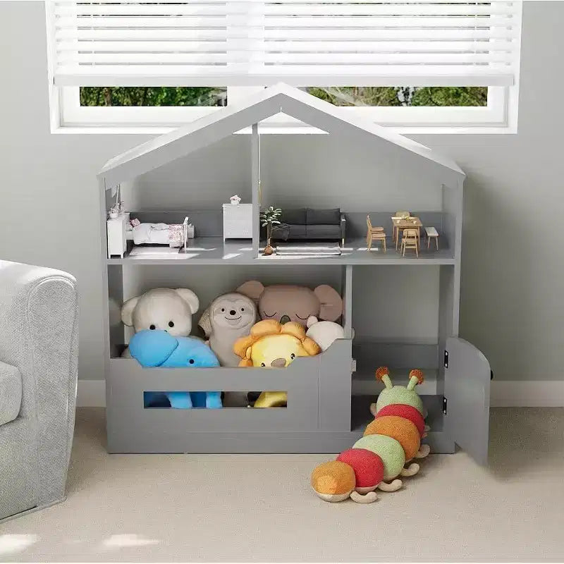 Étagère à Livres Whizmax à 2 Niveaux pour Enfants - Organisateur de Rangement de Jouets en Bois avec Lumière à Détecteur de Mouvement, Porte-Livres pour Chambre, Salle de Classe et Salle de Jeux