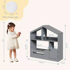 Étagère à Livres Whizmax à 2 Niveaux pour Enfants - Organisateur de Rangement de Jouets en Bois avec Lumière à Détecteur de Mouvement, Porte-Livres pour Chambre, Salle de Classe et Salle de Jeux