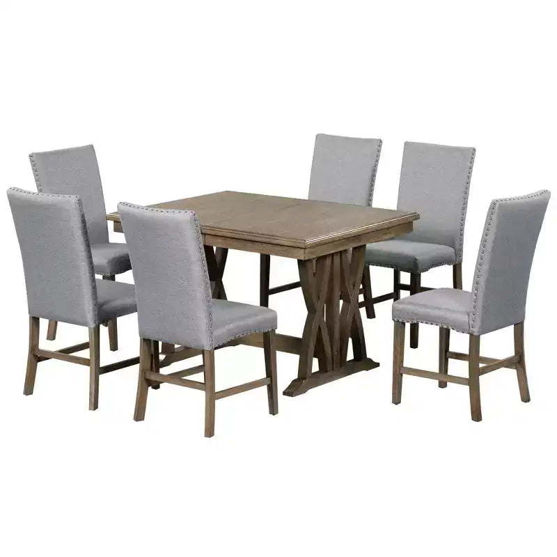 Ensemble de salle à manger 7 pièces Whisen avec chaises rembourrées et plateau à rallonge de 30,5 cm