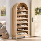 Bibliothèque SinCiDo à arche, meuble de rangement de style ferme moderne avec étagères réglables, bibliothèque en bois avec étagère ouverte pour bureau à domicile