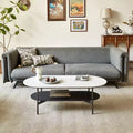GDFStudio Albert Double Layer Wood 47.24 Coffee Table with Ceramic Top