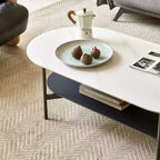 GDFStudio Albert Table Basse en Bois à Double Couche de 120 cm avec Plateau en Céramique