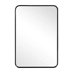Miroir rectangulaire noir 69x30 en pied avec cadre métallique et carreaux, idéal pour salle de bain, chambre, entrée, salon