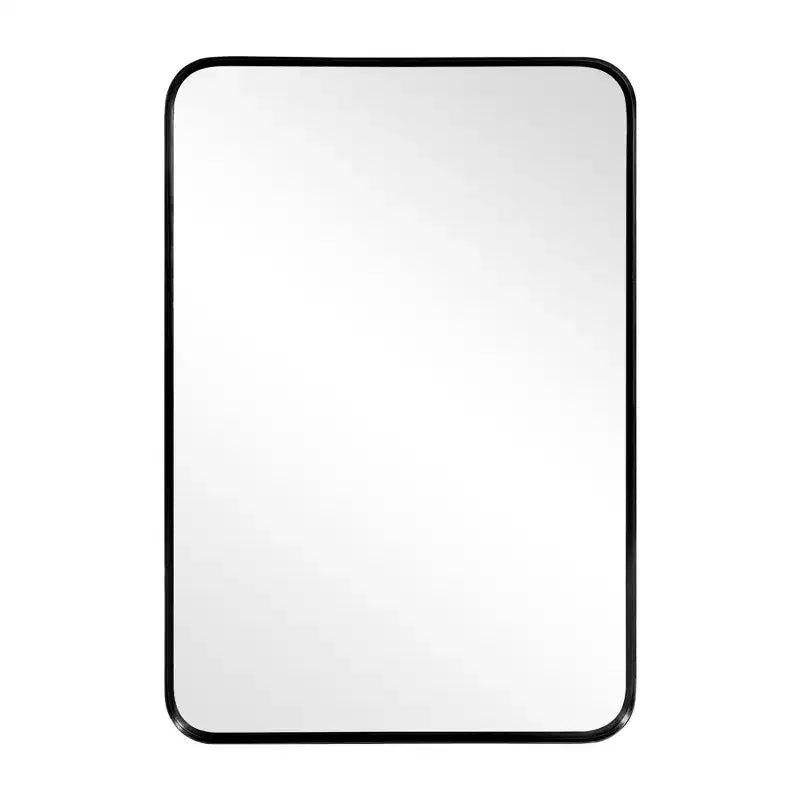 Miroir rectangulaire noir 69x30 en pied avec cadre métallique et carreaux, idéal pour salle de bain, chambre, entrée, salon