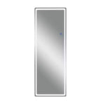 Miroir rectangulaire noir 69x30 en pied avec cadre métallique et carreaux, idéal pour salle de bain, chambre, entrée, salon