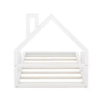 Cadre de Lit Jumeau Okak avec Tête de Lit Rangement, Lit Jumeau en Bois avec Tête de Lit en Forme de Maison pour Chambre, Blanc
