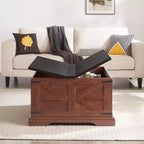 Table basse carrée de rangement GDFStudio Alice 31,50 en bois avec plateau relevable à charnière