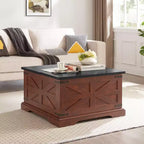 Table basse carrée de rangement GDFStudio Alice 31,50 en bois avec plateau relevable à charnière