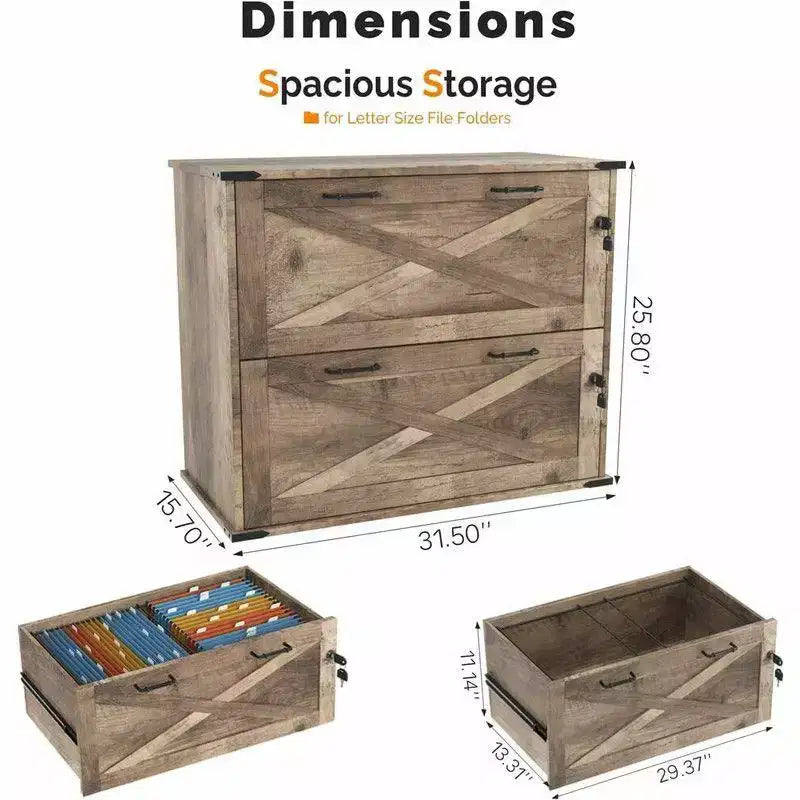 Meuble de classement latéral Karl Home à 2 tiroirs en panneaux de particules gris de 80 cm de large
