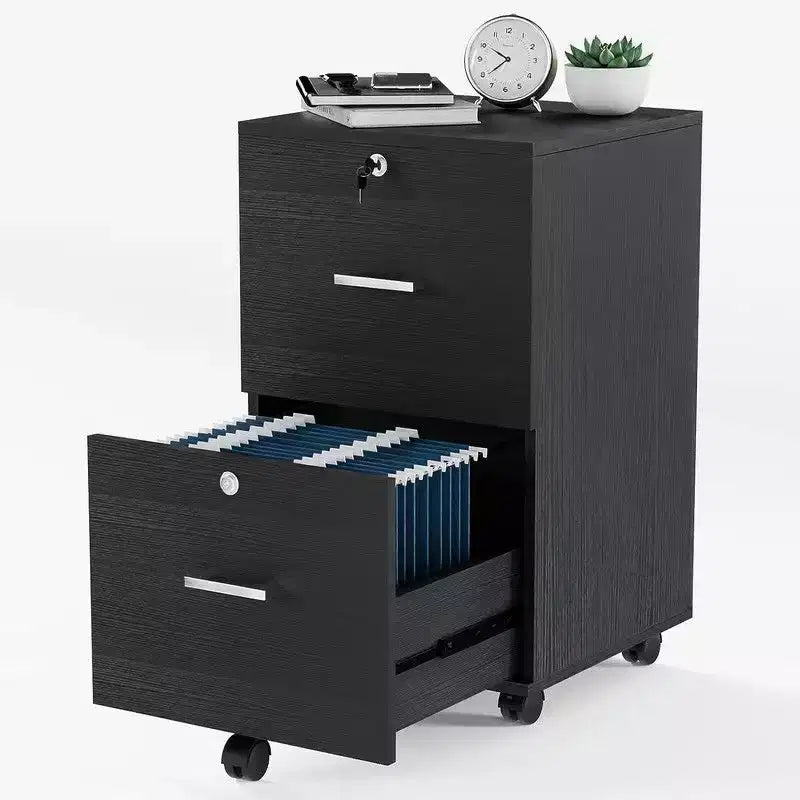 Meuble de classement vertical Karl Home 2 tiroirs en MDF noir 40 cm l.