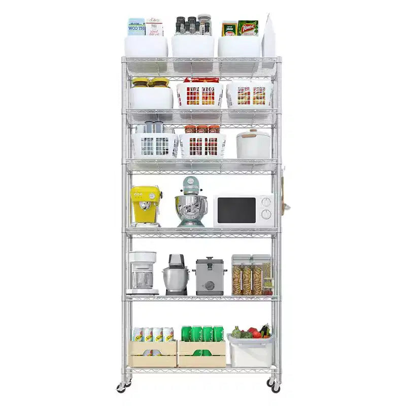 Karl Home Étagère de rangement en métal réglable avec roulettes, capacité de 1200 lb, certifiée NSF