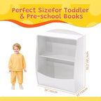 Étagère à livres et à jouets pour enfants Garvee, étagère de rangement en bois à 2 niveaux avec dispositif anti-basculement, bibliothèque à hauteur parfaite