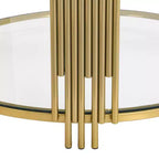 Table basse ottomane ronde Okak, grande, à 2 niveaux, capitonnée avec étagère de rangement pour salon/bureau, gain de place