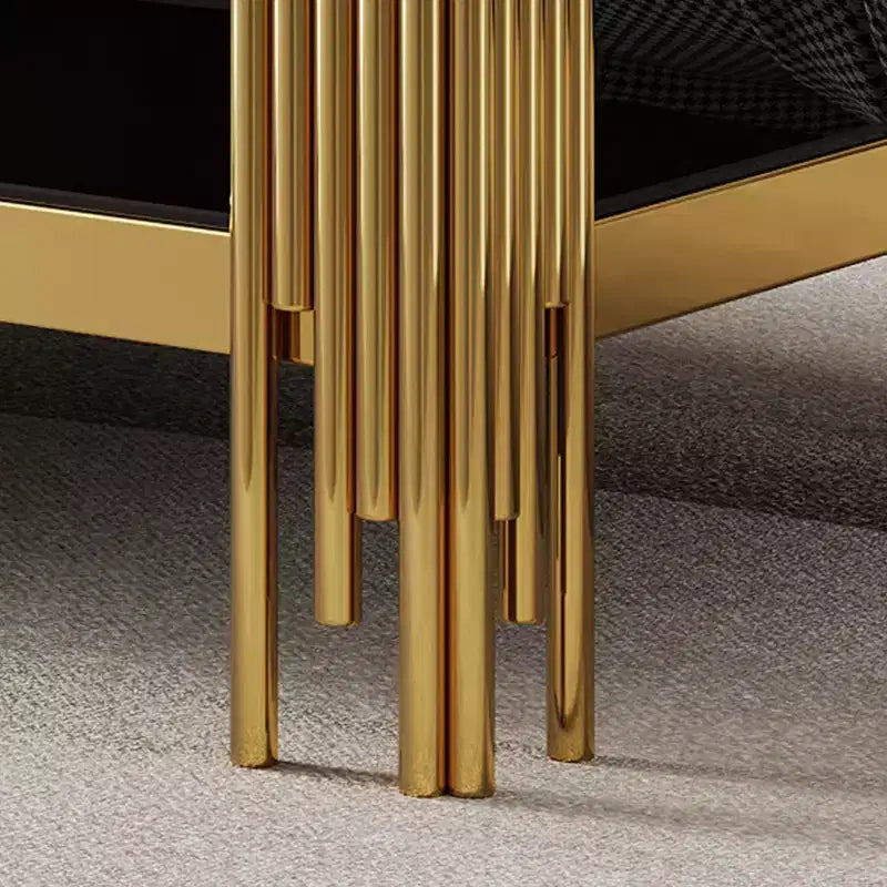 Table basse rectangulaire/carrée Okak avec plateau en verre trempé et cadre en acier pour salon/bureau, peu encombrante