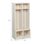Portemanteau 2 sections ECR4Kids avec banc et casiers de rangement, mobilier pour enfants