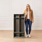 Portemanteau 2 sections ECR4Kids avec banc et casiers de rangement, mobilier pour enfants