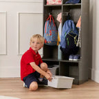 Portemanteau 2 sections ECR4Kids avec banc et casiers de rangement, mobilier pour enfants