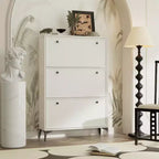 Chic Crate-Modern White Shoe Cabinet  3 Flip-Drawer | Entrance/Narrow | Hidden Design | Independent Legs