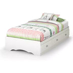 HomeStock Lit simple blanc de 37,46 cm H avec rangements, en aggloméré